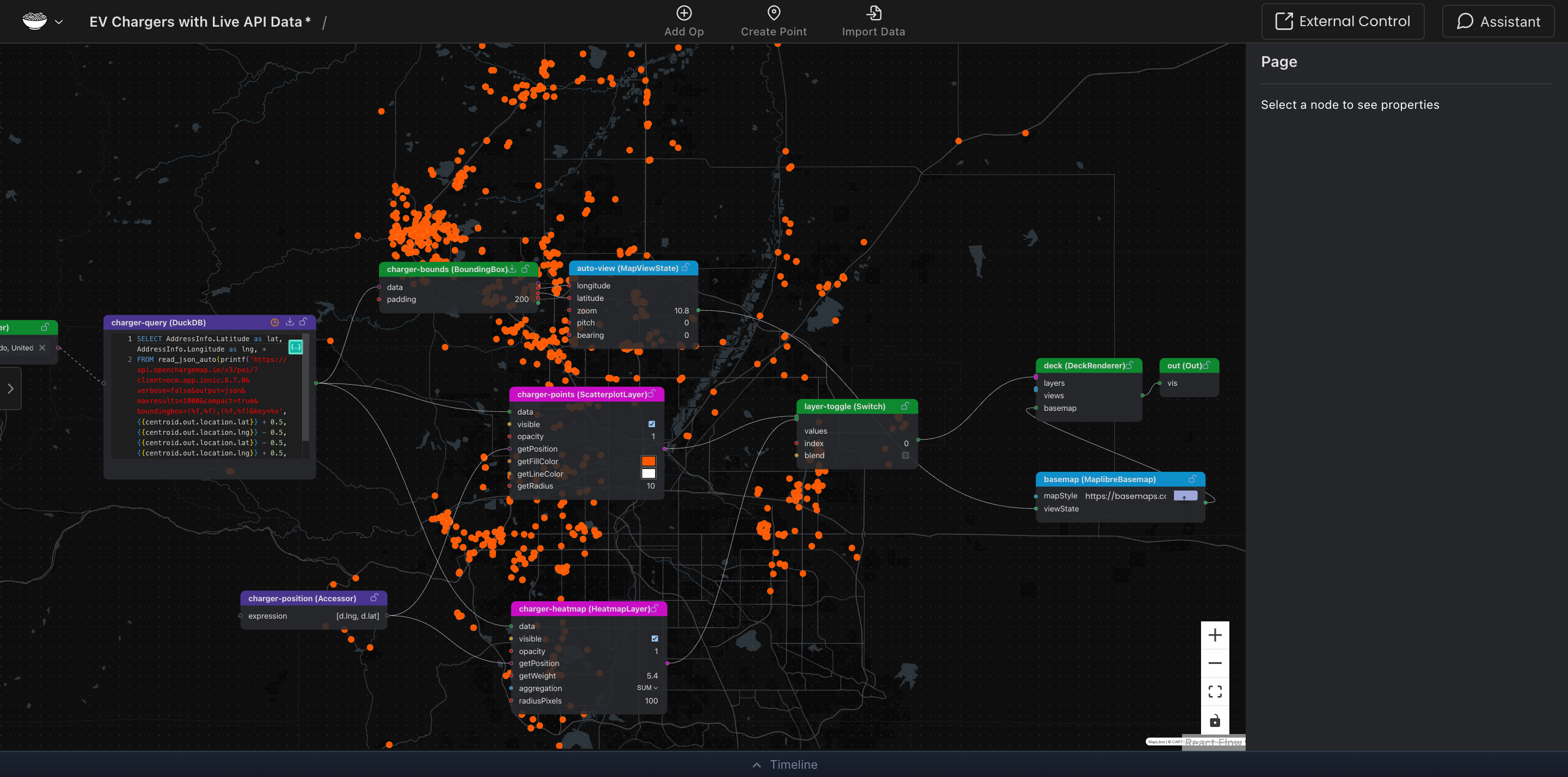 EV charging stations across the Pacific Northwest — live data loaded via DuckDB SQL